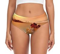 Fgwaauh Ropa interior para mujer Sunset Over The Shell Conch, ropa interior que absorbe la humedad, Negro, L