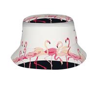 Fgwaauh Sombrero unisex de moda con diseño de flamenco rosa con pájaros sobre fondo, sombrero de playa y sol, sombrero de pesca estético para hombres, mujeres y adolescentes