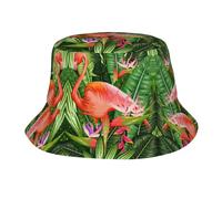 Fgwaauh Sombrero unisex de moda con diseño de flamenco tropical. Sombrero de pescador para playa, sombrero de pesca estético, para hombres, mujeres, adolescentes, color negro