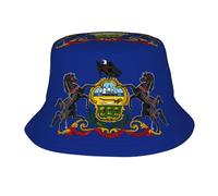 Fgwaauh Sombrero unisex de moda con la bandera del estado de Pensilvania, sombrero de pescador, sombrero de playa, sombrero de pesca estético para hombres, mujeres y adolescentes, color negro