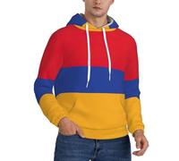 Fgwaauh Sudadera con capucha para hombre, diseño de bandera de Armenia, forro grueso, bolsillo canguro, para invierno, resistente al viento, cálida, sudadera atlética, Negro, L
