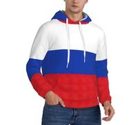Fgwaauh Sudadera con capucha para hombre, diseño de bandera de Rusia, forro grueso, bolsillo canguro, para invierno, resistente al viento, cálida, sudadera atlética, Negro, L