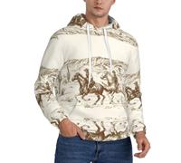 Fgwaauh Sudadera con capucha para hombre, diseño de cactus del desierto del oeste con vaqueros, equitación, forro grueso, bolsillo canguro, invierno, resistente al viento, cálida, sudadera atlética