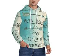 Fgwaauh Sudadera con capucha para hombre, diseño de frase para motivar, forro grueso, bolsillo canguro, para invierno, resistente al viento, cálida, sudadera atlética, Negro, XXL