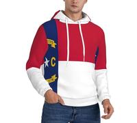 Fgwaauh Sudadera con capucha para hombre, diseño de la bandera del estado de Carolina del Norte, forro grueso, bolsillo canguro, para invierno, resistente al viento, cálida, sudadera atlética, Negro