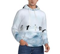Fgwaauh Sudadera con capucha para hombre, diseño de pingüinos en el iceberg con forro grueso, bolsillo canguro, para invierno, resistente al viento, cálida, atlética, Negro, M