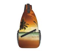 Fgwaauh Sunset Coconut Trees On The Beach - Mochila cruzada grande para viajes, senderismo, pecho para mujeres y hombres, talla única