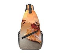 Fgwaauh Sunset Over The Sea With The Shell Conch - Mochila cruzada grande para viajes, senderismo, pecho, mochila para mujeres y hombres, talla única