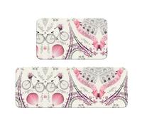 Fgwaauh The Eiffel Tower And A Bicycle - Juego de 2 alfombrillas de cocina acolchadas antifatiga para cocina, suelo y fregadero