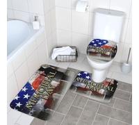 Fgwaauh US Military Soldiers - Juego de alfombras de baño patrióticas para el Día de los Caídos, 3 piezas, alfombra de contorno en forma de U, tapete para piso y tapa de inodoro