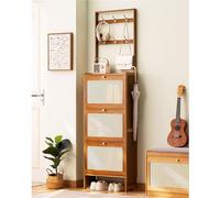 FGXHHS Armario para Zapatos con Ganchos, diseño Estrecho y Delgado para Entrada, recibidor, Pasillo, cajones abatibles, Organizador y Perchero 2 en 1 Independiente.