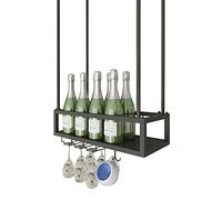 FGXHHS Botellero Colgante de Metal Negro para Debajo del Armario, Soporte para Copas y Vasos, Estante para Bares y cocinas, solución de Almacenamiento Que Ahorra Espacio para Botellas y v