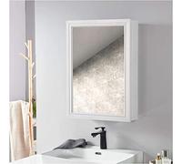 FGXHHS Botiquín Multiusos de Aluminio con una Puerta, Montaje en Pared, Ideal para Sala de Estar, Color Blanco, 2 Niveles, 19.7 x 27.5