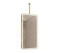 FGXHHS Espejo de baño de Pared con Luces LED | Espejo Rectangular de Metal Dorado con Barra para Colgar | Espejos Decorativos para el hogar, Ideales para el recibidor, la Sala de Estar o