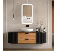 FGXHHS Espejo de baño de Pared con Luces LED, Espejos suspendidos de Techo Blancos, Espejo de tocador Flotante para Maquillaje, Espejos de Cristal HD para decoración del hogar, luz Regula