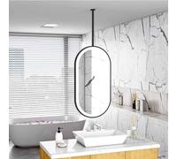 FGXHHS Espejo de baño LED con Barra Flotante Personalizable, Espejo Ovalado Negro Decorativo para Techo, Espejos Transparentes y prácticos para Maquillaje, Ducha y Afeitado (50 cm x 100 c