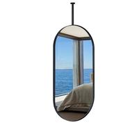 FGXHHS Espejo de baño Ovalado Flotante, Transparente y práctico, Color Negro, para Montaje en Techo, Ideal para afeitarse y maquillarse en el hogar o en hoteles. Diseño Sencillo y Persona