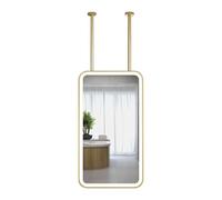 FGXHHS Espejo de baño Rectangular para Techo con Luces LED, tocador suspendido con Estructura metálica y Barra para Colgar, Espejo de Pared con Control táctil, Color Dorado (40 cm x 70 cm