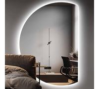 FGXHHS Espejo de Maquillaje semicircular con Luces LED, diseño sin Marco en Forma de Media Luna para Pared de baño, 130 cm, Regulable en 3 Colores, antivaho, con botón táctil y Resistente