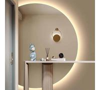 FGXHHS Espejo de Maquillaje semicircular con Luces LED, diseño sin Marco en Forma de Media Luna para Pared de baño, 130 cm, Regulable en 3 Colores, antivaho, con botón táctil, Resistente
