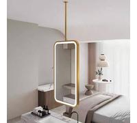 FGXHHS Espejo de Pared LED con Pantalla táctil, Espejo de Techo Moderno suspendido, Rectangular con Marco de Metal Dorado para decoración del hogar (50 cm x 60 cm)