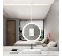 FGXHHS Espejo de Pared Redondo, Espejo Colgante de Techo con luz LED para tocador de baño, Espejo Flotante de Metal para Maquillaje y Afeitado, para el hogar o el Hotel, Montaje Vertical