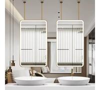 FGXHHS Espejo de Techo con luz, Espejo Rectangular LED para baño sobre Lavabo, Espejos de tocador suspendidos con Barra de Metal Dorado, Espejos de Pared Decorativos flotantes, personaliz