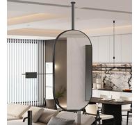 FGXHHS Espejo de Techo con Marco de Metal, Espejo Ovalado de Pared con Barra para Colgar, Ideal para Sala de Estar, Comedor, Dormitorio, recibidor, baño, tocador, Maquillaje y Afeitado (4
