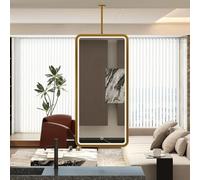 FGXHHS Espejo de Techo de Metal Dorado - Espejo de baño Rectangular Iluminado con luz LED, Espejo de tocador de Pared, 3 Colores, Regulable, Espejo Decorativo de Cristal para el hogar (50