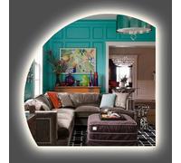 FGXHHS Espejo de tocador Decorativo asimétrico sin Marco con Borde Festoneado y LED Regulable de 3 Colores y 50 cm para decoración del hogar y áreas Exteriores.