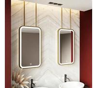 FGXHHS Espejo de tocador Grande para baño con Luces, Espejos Cuadrados de Pared o Techo con Marco de Metal Dorado, Espejos Decorativos Colgantes flotantes, claros y prácticos (40 cm x 60