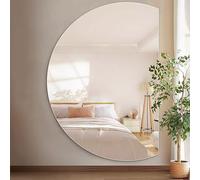 FGXHHS Espejo de tocador semicircular retroiluminado con iluminación LED, Interruptor táctil, función antivaho y Luces Regulables para una decoración Moderna del hogar.