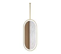 FGXHHS Espejo Flotante Colgante de Techo con iluminación LED para baño, botón táctil Redondo de 3 Colores, Ideal para Aseo, Entrada, Tienda u Hotel (Dorado, 40x100cm).