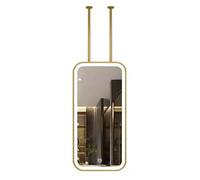 FGXHHS Espejo LED para Colgar en el Techo, Espejo Decorativo Rectangular con Marco de Metal Dorado para Pared, Iluminado para baño, tocador, Dormitorio, vestidor y Sala de Estar (50 cm x
