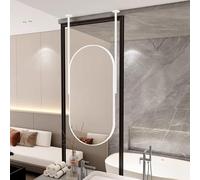 FGXHHS Espejo Ovalado Colgante con Barra, Marco y Barra de Metal Blanco, Decorativo y Sencillo para Montaje en Techo sobre el Lavabo (50 cm x 70 cm).