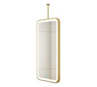 FGXHHS Espejo Rectangular con Marco de Metal Dorado, Espejo de Pared LED para baño, para Colocar sobre el Lavabo o Colgar en el Techo, Ideal para el hogar o el Hotel. Luz Regulable en 3 c