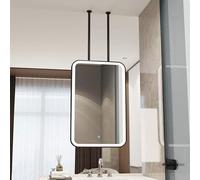 FGXHHS Espejo Rectangular con Marco de Metal Negro | Espejo de Pared Grande para baño, Ideal para Colgar en el Techo, tocador o para Maquillaje | Espejos LED para Sala de Estar, Entrada o