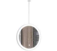 FGXHHS Espejos suspendidos para baño, Espejo Circular con Barra Colgante LED, Transparente y práctico, Decorativo para Pared, Ideal para Maquillaje y Afeitado (Blanco, diámetro: 40 cm/15,