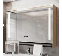 FGXHHS Gabinete LED, Espejo de tocador para Medicina, Espejo de Maquillaje Inteligente montado en la Pared con atenuación Continua LED, Visualización de Tiempo y Temperatura (Amarillo,