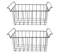FGXHHS Paquete de 2 cestas de Almacenamiento de Alambre para congelador - Contenedores Profundos con Asas para arcón y refrigerador, Estante de Cocina de Metal (44,5 cm de Largo x Ancho)