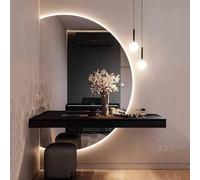 FGXHHS Tocador LED Inteligente de 120 cm con Forma de Media Luna, Regulable, antivaho, arqueado, sin Marco y retroiluminado para decoración del hogar (Mitad Derecha, 120 cm).