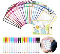 FGXY Juego De Bolsillo De Limpieza Seca 40pcs, 20pcs A4 Funda Protectora De LáMinas De PláStico Transparentes Multicolor 20pcs Limpiaparabrisas Oficina De La Escuela De EnseñAnza De Pegatinas