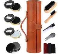 FGXY Juego De Cuidado De Zapatos, Juego De Cepillo De Zapatos De 11 Piezas, Con Funda De Almohada De Lujo De Cuero Pu, BetúN De Zapatos, Cepillo De Melena De Caballo Suave (10PCS)