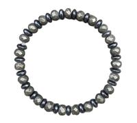 FgY850 - Pulseras de cuentas facetadas de 8 mm para hombre, cuentas elásticas negras pulidas, 12x9cm, Piedra