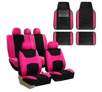 FH GROUP FH-FB030115 - Juego de Fundas de Asiento de Tela Ligeras y Frescas con Alfombrillas F11300BLACK para el Suelo de Coche, camión, SUV o Furgoneta