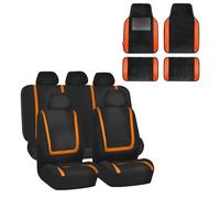 FH GROUP FH-FB032115 Fundas de Asiento de Tela Plana únicas con Alfombrillas F14407, Color Naranja/Negro, se Adapta a la mayoría de Coches, Camiones, SUV o Furgonetas