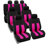 FH GROUP FH-FB036217 - Fundas de Asiento a Rayas, Color Rosa/Negro, se Adapta a la mayoría de Coches, Camiones, SUV o Furgonetas