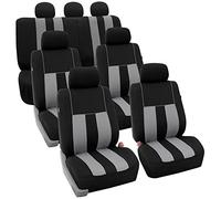 FH GROUP FH-FB036217 - Fundas de Asiento a Rayas de Color Gris/Negro, se adaptan a la mayoría de Coches, Camiones, SUV o Furgonetas