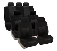 FH Group FH-FB060217 - Fundas de Asiento de Coche de Tres Filas con 7 reposacabezas, Compatible con Bolsa de Aire y Banco Dividido, Color Negro sólido, se Adapta a la mayoría de Coches, Camiones, SUV