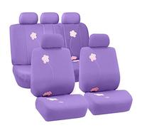 FH GROUP Full Set Cloth Car Seat Covers - Universal Fit, Low Back Front Seat Covers, Airbag Compatible, Split Bench Rear Seat, Washable Seat Cover for SUV, Sedan Purple